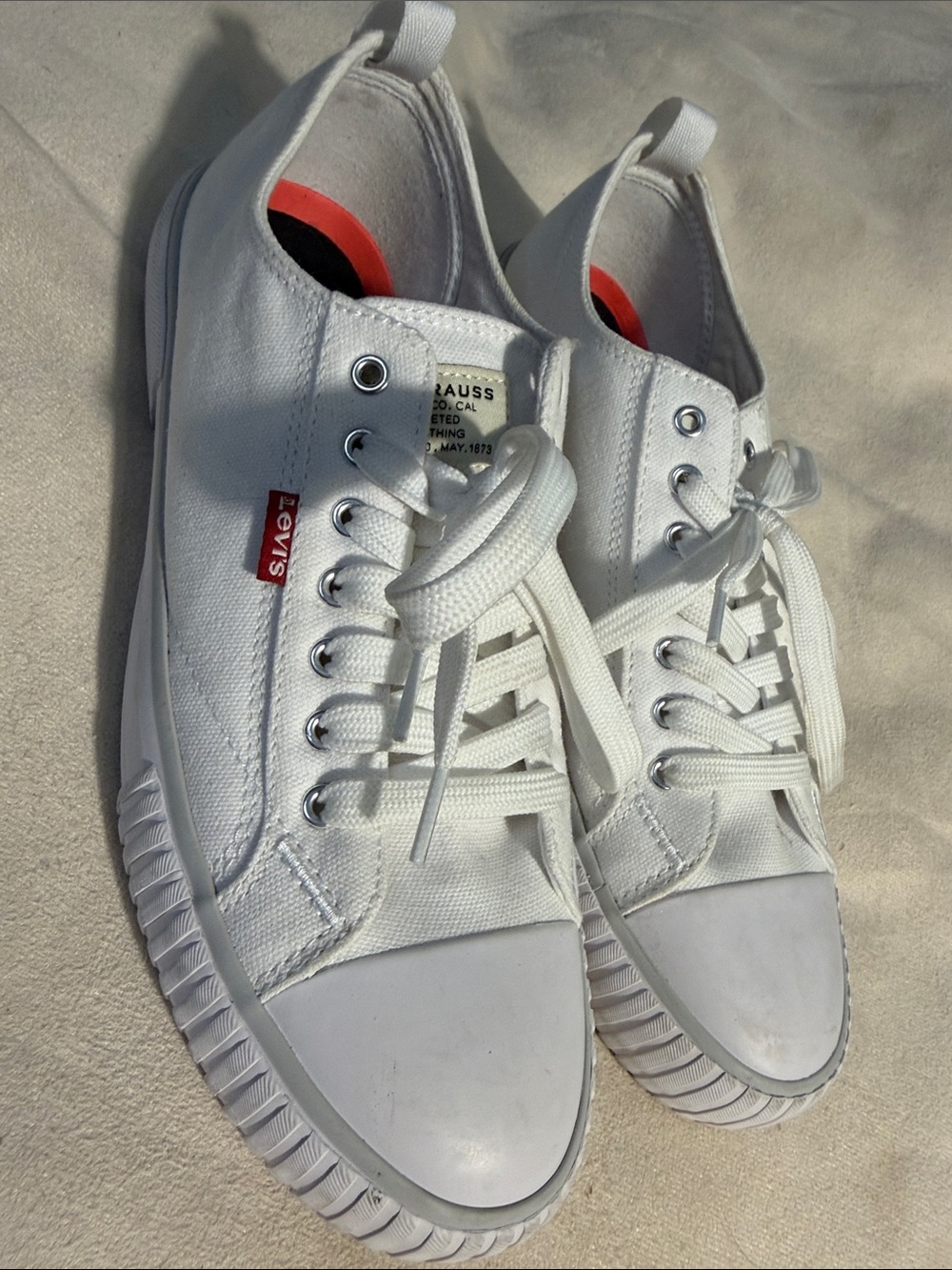 Levi's White Canvas Low-Top Sneakers with Red Tab
